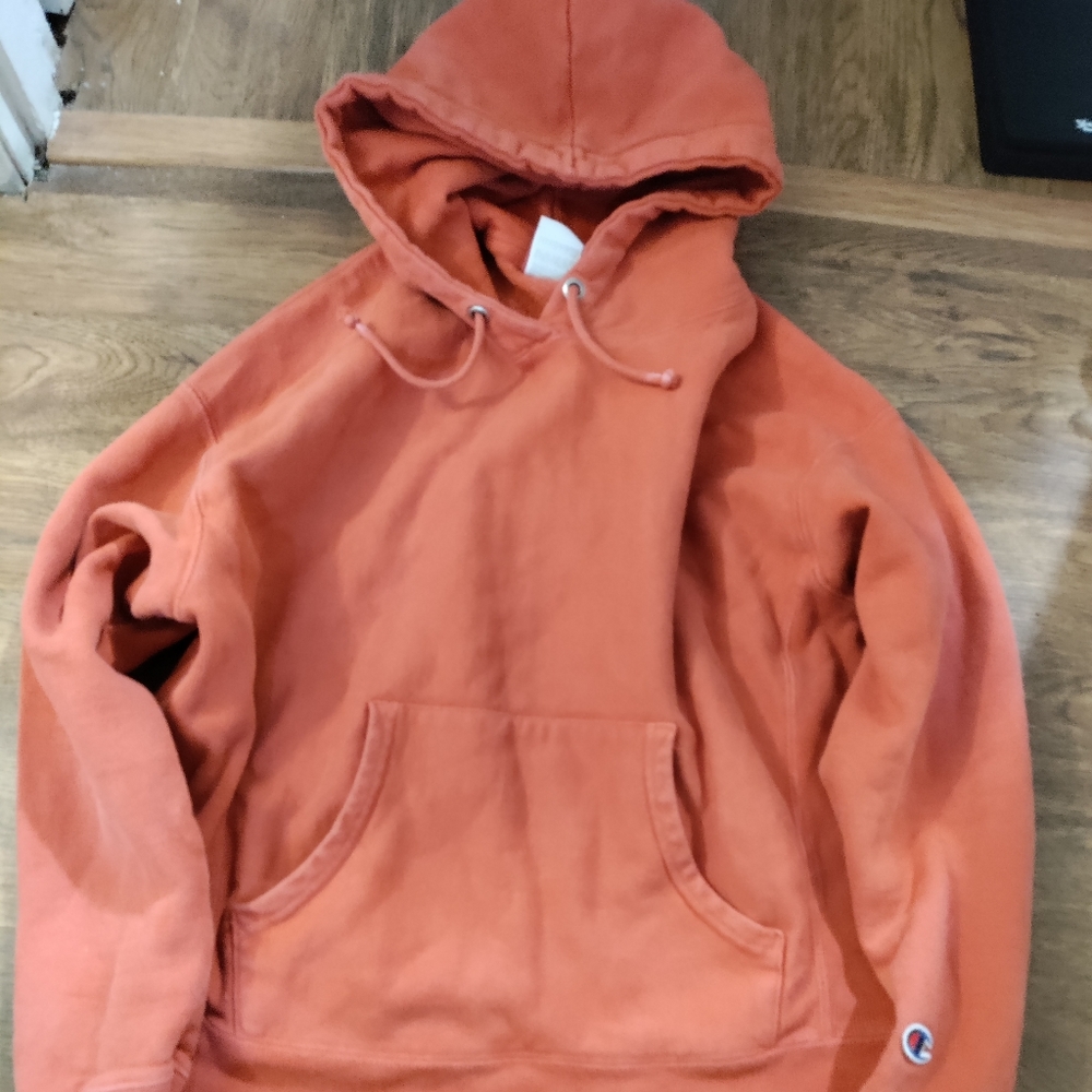 Champion Sweater Womens Medium Orange Reverse Weave Pullover Hoodie